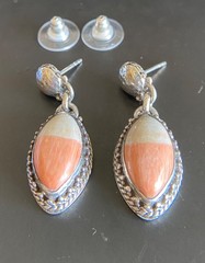 Sarda,Bali Handmade, Pretty, 2-Tone Celesto Barite & Sterling Earrings