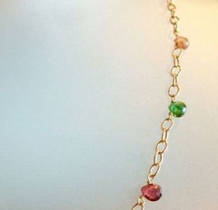 Tourmaline Necklace Rainbow Gemstone Briolettes Handmade NEW