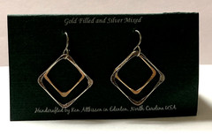 Ken Attkisson Handcrafted Gold And Silver Medium Square Earrings