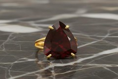Garnet Ring Anemone 14k Rose Gold Filled Trillion Cut Triangle Gem