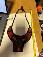 Vintage Tibetan Beaded Necklace with Cowry Shells & Matching Cuff Bracelets