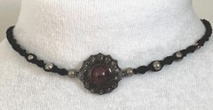 Handcrafted Artisan Macramé Necklace, Rhinestone, Adjustable Art Resin Choker