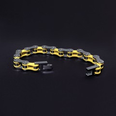 Punk Men Wrist Chain Bracelets Yellow Biker Bicycle Chain Link Bracelets For Men