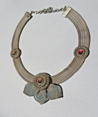 Sarah Cavender Gold Copper Antique Bib Collar Necklace Floral Pendant NWT $299