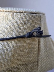 Blue Agate Stone Wire Wrapped Pendant Necklace Adjustable Black Cord