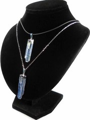 Kyanite Quartz Necklace – Large Crystal Point Pendant – Silver Plated CR28