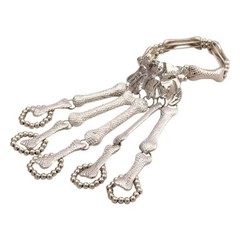 Bjesinmo Halloween Wristband Skull Fingers Metal Skeleton Hand Medium, Silver