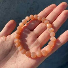Natural Peach Moonstone Beads Crystal Healing Inner Peace Stretch Bracelet