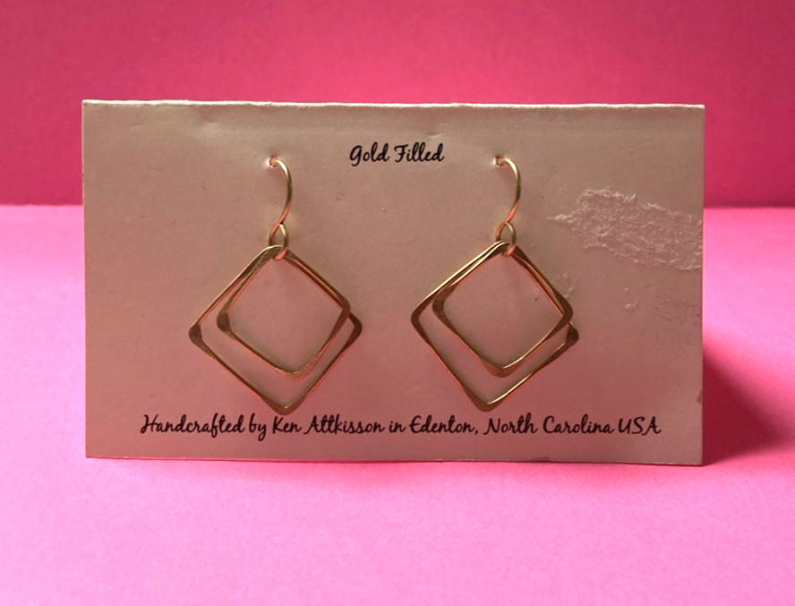 Ken Attkisson Handcrafted 14k Gold Filled Multiple Squares Dangle Earrings