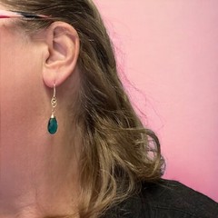 Lab Made Paraiba Teal Tourmaline Earrings 14K Yellow Gold Vermeil