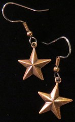 Celestial Star Earrings Antiqued Copper 5 Pointed Stars