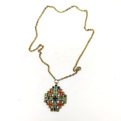 Vintage Terra Sancta Guild 1969 Israel Necklace Pendant Chain Enamel Multicolor