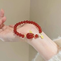 Chinese Natural Red Agate Auspicious Rabbit Bracelet—Fashionable Women Bracelet
