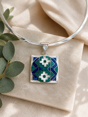 Handmade Peruvian 950 Silver Inlay Pendant