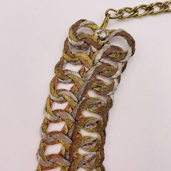 Vintage Artisan Interlocking Tri Color Metal Twisted Wire Collar Necklace Stmt
