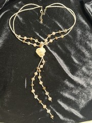 Vintage Stone & Faceted Bead Y-Necklace Cluster Drop Necklace