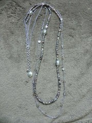 Brighton Your Heart~2 Strand Brown & Orange Beads & Silver Long Necklace 40-42″