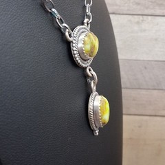 Southwestern Palomino Turquoise Y Drop Lariat Necklace 14-20in Sterling Silver