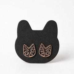 Plant Cat Stud Earrings Only or Necklace Set Stainless Steel Cat Lover Gift