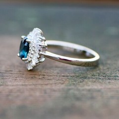 Lab Made London Blue Topaz Ring Solid Sterling Silver 925 , December birthstone
