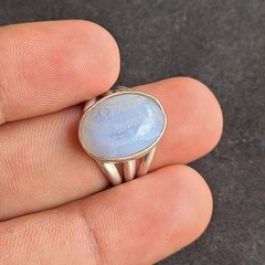 Blue Lace Agate 925 Sterling Silver Handmade Fine Ring All Size Available