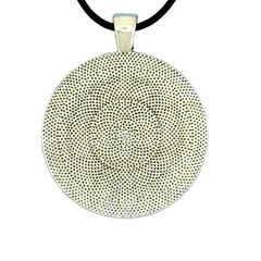 Pendant Necklace Handmade «Purple Mountain» Silver Bezel 30mm Black Cord
