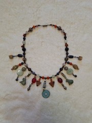 OOAK Artisan Boho Statement Necklace – Amulets & Natural Stones 20”