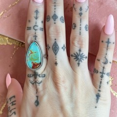 New Size 9 Turquoise Teardrop Rope Statement Ring Western Native Desert Glam