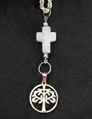 Cross Tree of Life Pendant Necklace Handmade Christian Religious Jewelry Gift