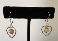 Artisan Made Ethiopian Opal Heart Shape Sterling Silver Dangle Drop Earrings