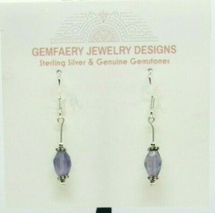 Sterling Silver Faceted Natural IOLITE Dangle Earrings #1251…Handmade USA