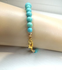 Blue beaded bracelet handmade with clasp boho southwestern turquoise look