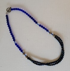 Handmade 22 inch peacock glass beads and regular beads necklace with mid 2 strnd