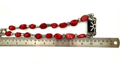 Vintage Tibetan Dzi Bead Coral Necklace Large Chunky Red Coral Tribal Boho