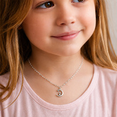 Bunny Moon & Star Charm Necklace – Silver – Flat Oval Cable Chain -Lobster Clasp
