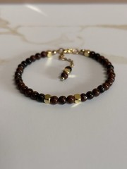 Mahogany Obsidian 4mm Natural Gemstone Beaded Bracelet Handcrafted Jewelry
