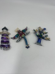 Liztech Pin Lot ~ Dragonfly Tree Of Life Lighthouse Pins Brooches Set Of 3