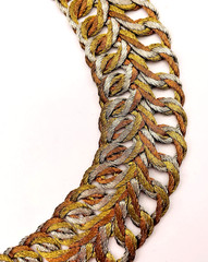 Vintage Artisan Interlocking Tri Color Metal Twisted Wire Collar Necklace Stmt