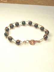 Bracelet wire wrapped bangle.. Black Onyx 8″ Copper Bracelet Handmade #729
