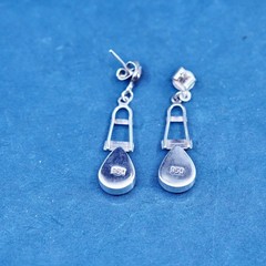 Sterling 950 silver handmade earrings w/ teardrop golden mother of pearl inlay