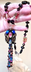 AMAZING Sterling Silver Labradorite, Pink Topaz, Spinel, Art Glass Etc. Necklace