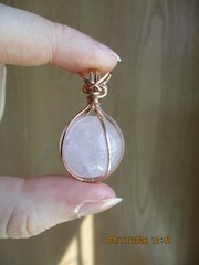 Rose quartz 14k rose gold-filled wire wrapped pendant
