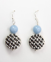 Angelite Earrings Blue 8mm Ball Natural Gemstone 925 Sterling Silver 1 1/2″