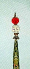 Faceted Glass Bead MOON FACE SEA SEDIMENT JASPER Point PENDANT Wand Pendulum Red