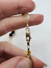 Handmade 14/20 14k Gold Filled Clear Black & Amber Bead Wire Strung Necklace 18″