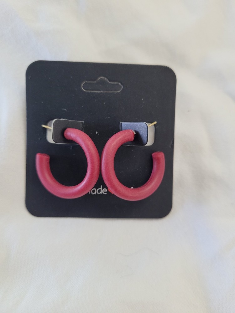 Maroon Rings Polymer Clay Earrings Lightweight Handmade