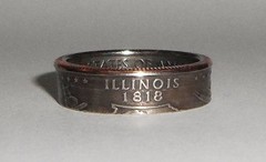 «Sealed» ILLINOIS US STATE QUARTER handmade coin ring or pendant size 4-14
