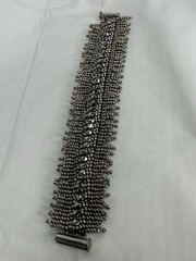 Handmade Reversible Gunmetal Seed Bead Fringe Bracelet Slide Lock
