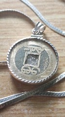 Genuine Real Opal And China Sterling Cash Pendant on a 30″ Italian Silver Chain