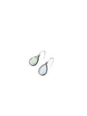 Teardrop Stone Earrings, Iridescent Earrings, Silver Teardrop Earrings